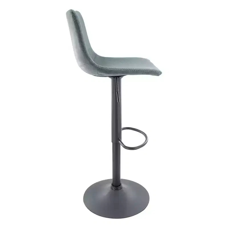Tabouret de bar moderne LeisureMod Tilbury réglable en hauteur avec revêtement en cuir végétalien et repose-pieds, idéal pour îlot de cuisine, comptoir ou bar à domicile