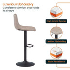 Tabouret de bar moderne LeisureMod Tilbury réglable en hauteur avec revêtement en cuir végétalien et repose-pieds, idéal pour îlot de cuisine, comptoir ou bar à domicile