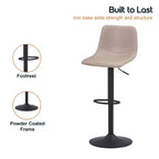 Tabouret de bar moderne LeisureMod Tilbury réglable en hauteur avec revêtement en cuir végétalien et repose-pieds, idéal pour îlot de cuisine, comptoir ou bar à domicile