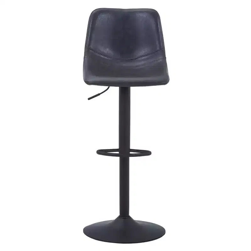 Tabouret de bar moderne LeisureMod Tilbury réglable en hauteur avec revêtement en cuir végétalien et repose-pieds, idéal pour îlot de cuisine, comptoir ou bar à domicile