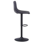 Tabouret de bar moderne LeisureMod Tilbury réglable en hauteur avec revêtement en cuir végétalien et repose-pieds, idéal pour îlot de cuisine, comptoir ou bar à domicile