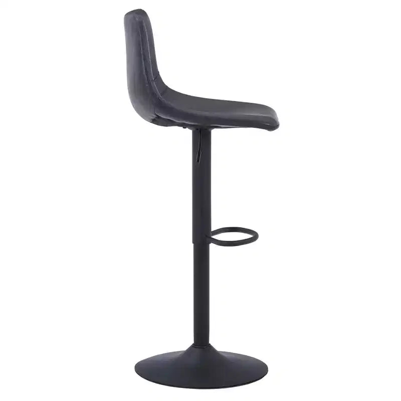 Tabouret de bar moderne LeisureMod Tilbury réglable en hauteur avec revêtement en cuir végétalien et repose-pieds, idéal pour îlot de cuisine, comptoir ou bar à domicile