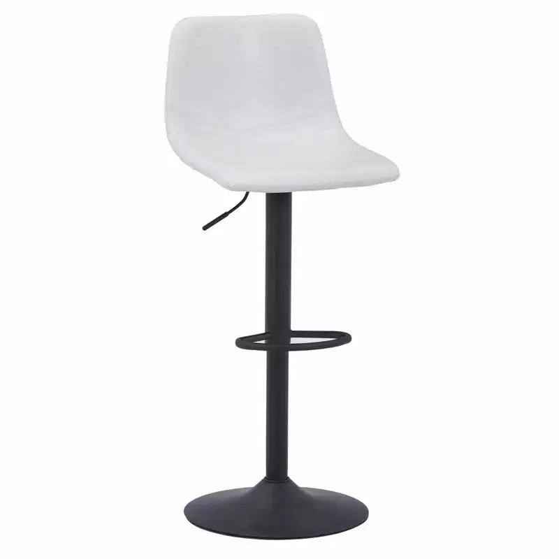 Tabouret de bar moderne LeisureMod Tilbury réglable en hauteur avec revêtement en cuir végétalien et repose-pieds, idéal pour îlot de cuisine, comptoir ou bar à domicile