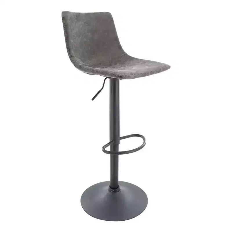 Tabouret de bar moderne LeisureMod Tilbury réglable en hauteur avec revêtement en cuir végétalien et repose-pieds, idéal pour îlot de cuisine, comptoir ou bar à domicile