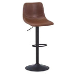 Tabouret de bar moderne LeisureMod Tilbury réglable en hauteur avec revêtement en cuir végétalien et repose-pieds, idéal pour îlot de cuisine, comptoir ou bar à domicile