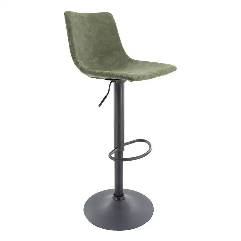 Tabouret de bar moderne LeisureMod Tilbury réglable en hauteur avec revêtement en cuir végétalien et repose-pieds, idéal pour îlot de cuisine, comptoir ou bar à domicile
