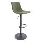 Tabouret de bar moderne LeisureMod Tilbury réglable en hauteur avec revêtement en cuir végétalien et repose-pieds, idéal pour îlot de cuisine, comptoir ou bar à domicile