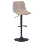 Tabouret de bar moderne LeisureMod Tilbury réglable en hauteur avec revêtement en cuir végétalien et repose-pieds, idéal pour îlot de cuisine, comptoir ou bar à domicile