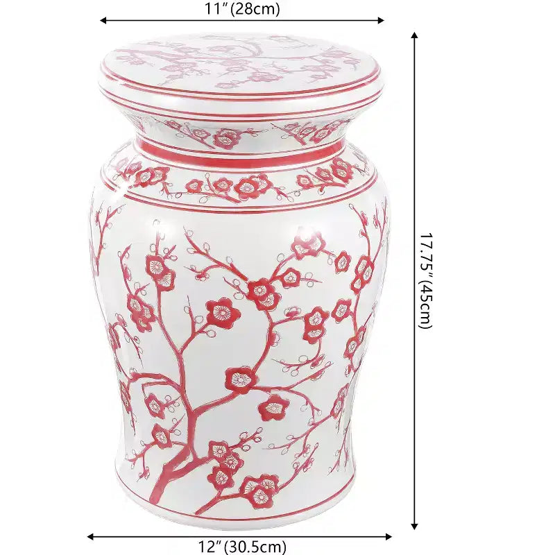 JONATHAN Y Cherry Blossom 17.7 Tabouret de jardin/Table d'appoint en céramique