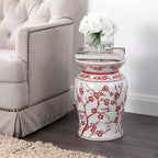 JONATHAN Y Cherry Blossom 17.7 Tabouret de jardin/Table d'appoint en céramique