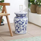 JONATHAN Y Cherry Blossom 17.7 Tabouret de jardin/Table d'appoint en céramique