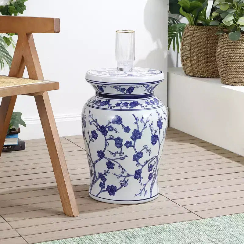 JONATHAN Y Cherry Blossom 17.7 Tabouret de jardin/Table d'appoint en céramique