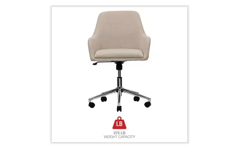 Fauteuil de bureau mi-siècle Workspace by Alera, supporte jusqu'à 125 kg, hauteur d'assise de 48 à 56,5 cm, assise crème, dossier crème