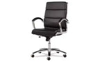 Chaise Alera Alera Neratoli à dossier mi-hauteur et profil mince, similicuir, supporte jusqu'à 125 kg, assise/dossier noir, piètement chromé