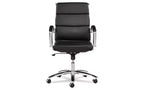 Chaise Alera Alera Neratoli à dossier mi-hauteur et profil mince, similicuir, supporte jusqu'à 125 kg, assise/dossier noir, piètement chromé
