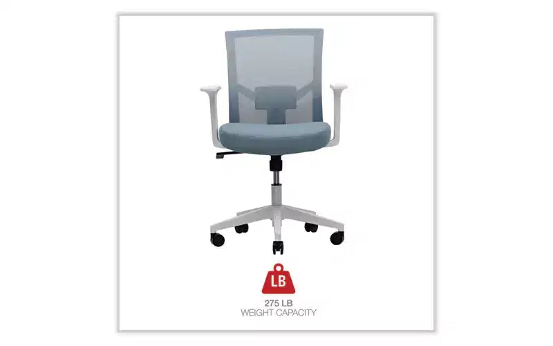 Fauteuil de travail en tissu et dossier en maille Alera Workspace, supporte jusqu'à 125 kg, hauteur d'assise de 44 à 53,5 cm, assise/dossier bleu écume de mer