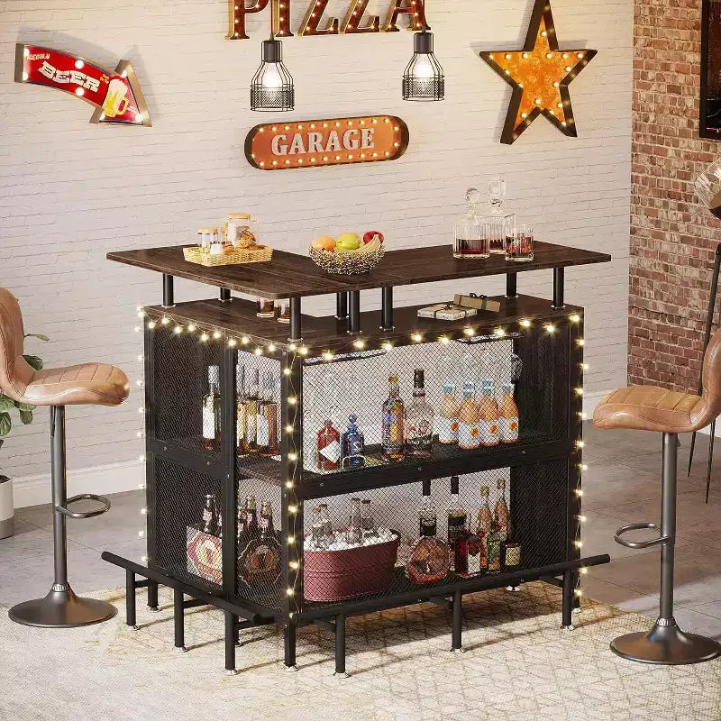 Meuble de bar d'angle Tribesigns à 2 niveaux