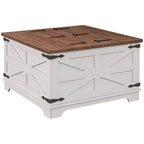 Table basse HOMCOM de style ferme avec plateau relevable, compartiment de rangement caché, table basse carrée pour salon