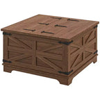 Table basse HOMCOM de style ferme avec plateau relevable, compartiment de rangement caché, table basse carrée pour salon
