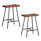 Costway Set of 2 Industrial Saddle Stool Counter Height Bar Stool Dining Pub Chair w/ Metal Frame