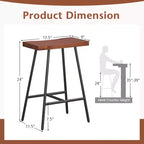 Lot de 2 tabourets de bar industriels Costway, hauteur comptoir, chaise de pub avec cadre en métal