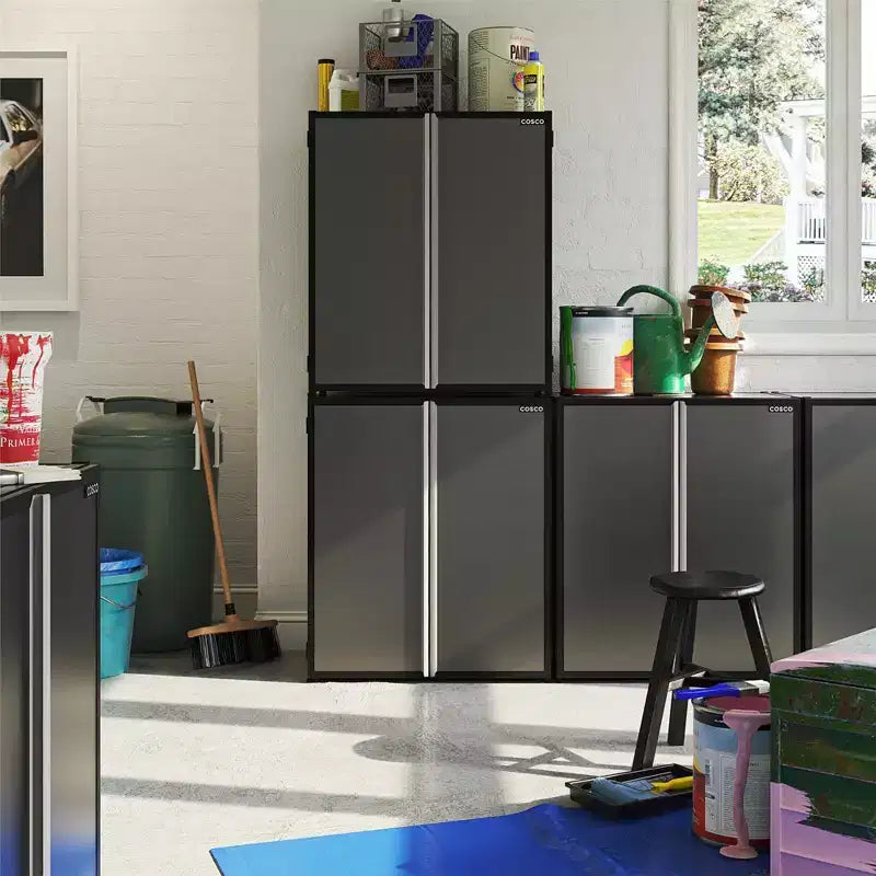 Armoire de garage autonome et empilable COSCO, noir et gris