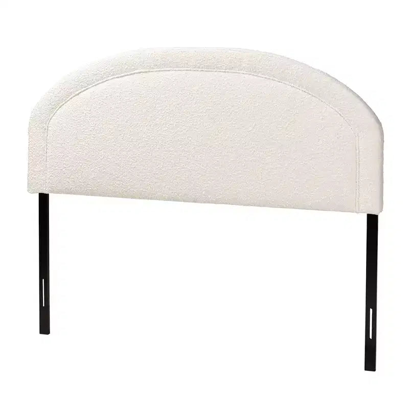Tête de lit queen-size en tissu bouclé crème, style moderne, Baxton Studio Fiana