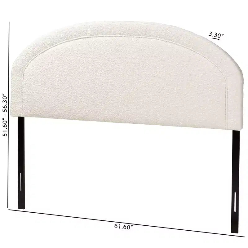 Tête de lit queen-size en tissu bouclé crème, style moderne, Baxton Studio Fiana