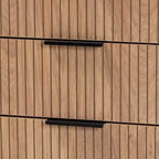 Meuble de rangement à 5 tiroirs Baxton Studio Karima en bois bicolore blanc et marron naturel et métal noir, style moderne du milieu du siècle