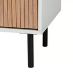 Meuble de rangement à 5 tiroirs Baxton Studio Karima en bois bicolore blanc et marron naturel et métal noir, style moderne du milieu du siècle