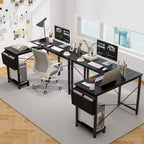 Bureau d'ordinateur Costway en forme de L, réversible, avec sac de rangement latéral et support d'unité centrale, gris foncé