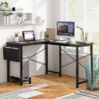 Bureau d'ordinateur Costway en forme de L, réversible, avec sac de rangement latéral et support d'unité centrale, gris foncé