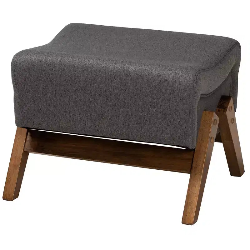 Pouffe en tissu et bois Baxton Studio Hanson, style Mid-Century Modern