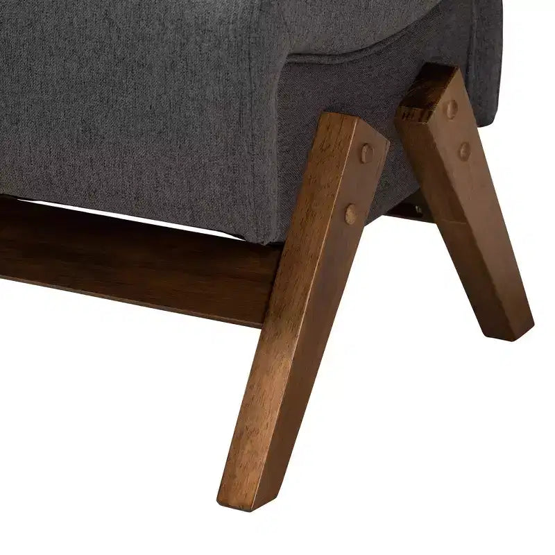 Pouffe en tissu et bois Baxton Studio Hanson, style Mid-Century Modern