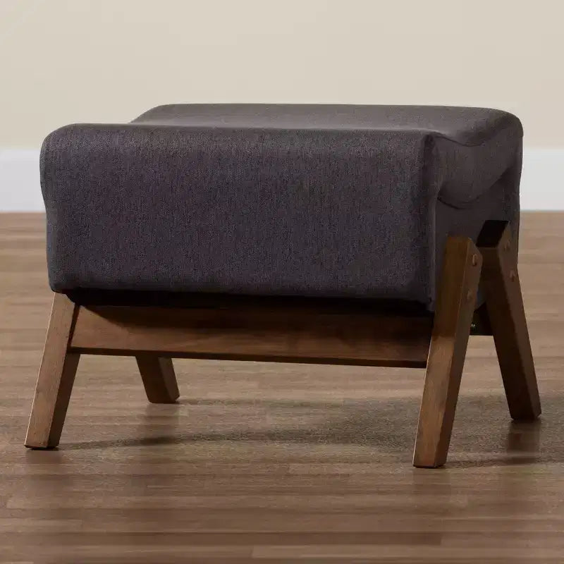 Pouffe en tissu et bois Baxton Studio Hanson, style Mid-Century Modern