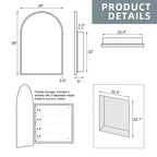 Dovelina Armoire de toilette moderne arquée avec miroir, cadre en métal, pour salle de bain avec rangement - 36x24