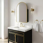 Dovelina Armoire de toilette moderne arquée avec miroir, cadre en métal, pour salle de bain avec rangement - 36x24