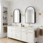 Dovelina Armoire de toilette moderne arquée avec miroir, cadre en métal, pour salle de bain avec rangement - 36x24