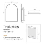 Dovelina Armoire de toilette moderne arquée avec miroir, cadre en métal, pour salle de bain avec rangement - 36x24