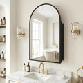Dovelina Armoire de toilette moderne arquée avec miroir, cadre en métal, pour salle de bain avec rangement - 36x24