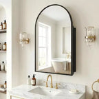 Dovelina Armoire de toilette moderne arquée avec miroir, cadre en métal, pour salle de bain avec rangement - 36x24
