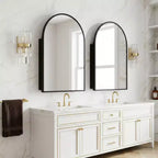 Dovelina Armoire de toilette moderne arquée avec miroir, cadre en métal, pour salle de bain avec rangement - 36x24