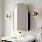 Dovelina Armoire de toilette moderne arquée avec miroir, cadre en métal, pour salle de bain avec rangement - 36x24