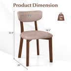 Costway Lot de 2 chaises de salle à manger rembourrées avec cadre en bois d'hévéa massif, dossier incurvé Marron/Gris