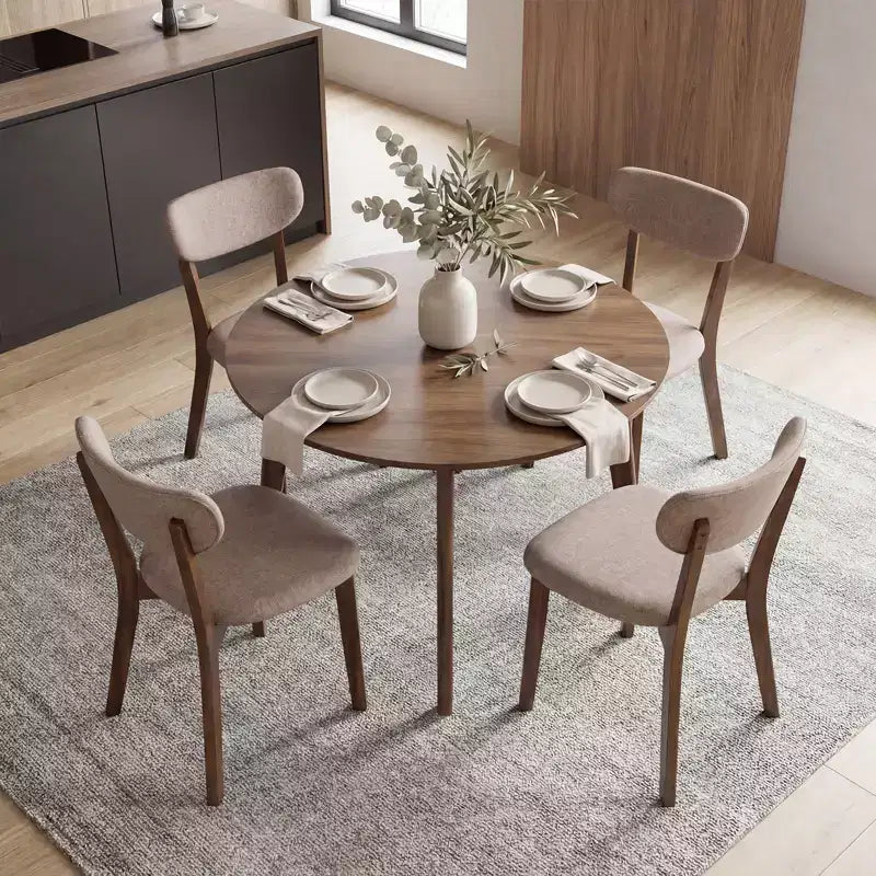 Costway Lot de 2 chaises de salle à manger rembourrées avec cadre en bois d'hévéa massif, dossier incurvé Marron/Gris