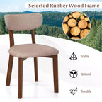 Costway Lot de 2 chaises de salle à manger rembourrées avec cadre en bois d'hévéa massif, dossier incurvé Marron/Gris