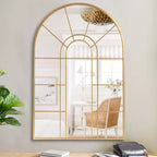 Miroir Mural Décoratif Dovelina à Cadre Métallique Motif Fenêtre