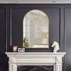 Miroir Mural Décoratif Dovelina à Cadre Métallique Motif Fenêtre