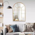 Miroir Mural Décoratif Dovelina à Cadre Métallique Motif Fenêtre
