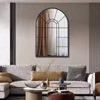 Miroir Mural Décoratif Dovelina à Cadre Métallique Motif Fenêtre